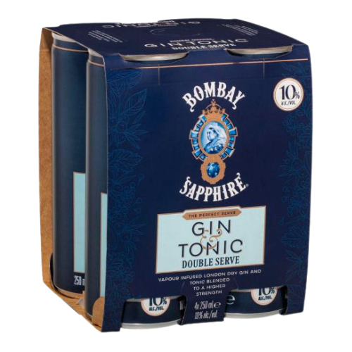 BOMBAY G&T DOUBLE SERVE 10% CANS 250ML 